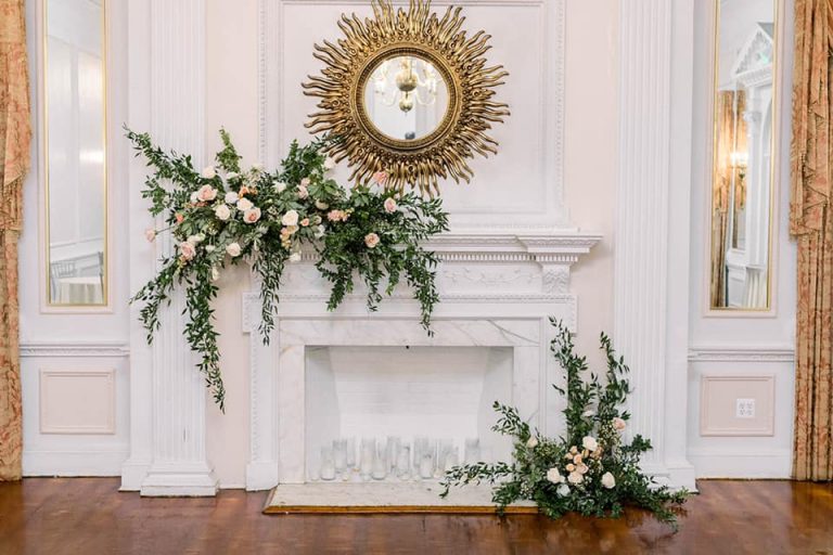 Ballroom with Greenery and Florals on it.